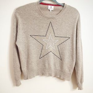 SUNDRY cashmere wool star sweater sz 1 sz S crop oversize stitching EUC